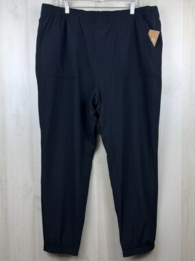 NWT Eddie Bauer Women’s Plus Flexion 3.0 Lined Pull On Pants Joggers Black Sz 18